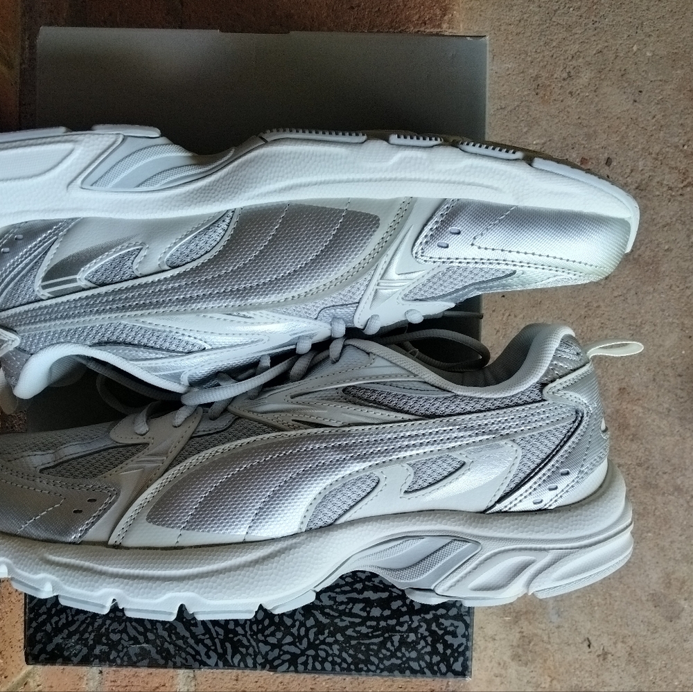 Puma Silver Mesh Athletic Shoes with Cushioned Midsole